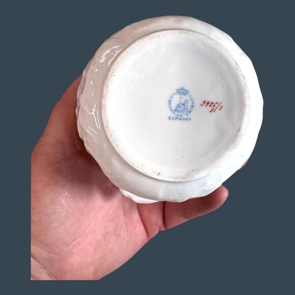 Antique Bavarian China Sugar Bowl Lid Hand Painted Floral Design Made In Germany - Picture 8 of 10